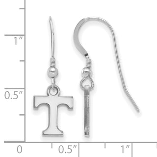 Sterling Silver Rhodium-plated LogoArt University of Tennessee Letter T Extra Small Dangle Wire Earrings