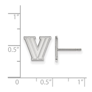 14k White Gold LogoArt Villanova University Letter V Extra Small Post Earrings