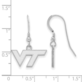 Sterling Silver Rhodium-plated LogoArt Virginia Tech V-T Extra Small Dangle Wire Earrings