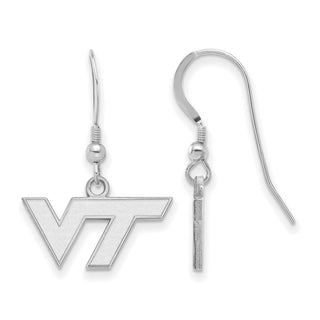 Sterling Silver Rhodium-plated LogoArt Virginia Tech V-T Extra Small Dangle Wire Earrings