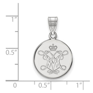 Sterling Silver Rhodium-plated LogoArt College of William and Mary Medium Disc Pendant