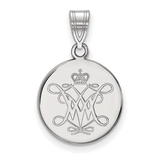 Sterling Silver Rhodium-plated LogoArt College of William and Mary Medium Disc Pendant