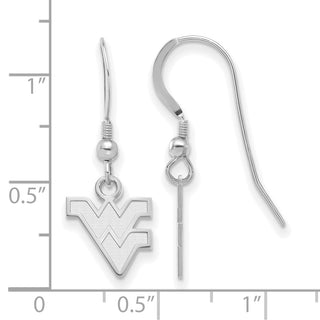 Sterling Silver Rhodium-plated LogoArt West Virginia University W-V Extra Small Dangle Wire Earrings