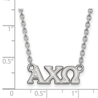 Sterling Silver Rhodium-plated LogoArt Alpha Chi Omega Sorority Greek Letters Small Pendant 18 inch Necklace