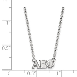 Sterling Silver Rhodium-plated LogoArt Alpha Epsilon Phi Sorority Greek Letters Medium Pendant 18 inch Necklace