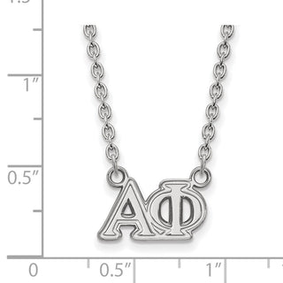 Sterling Silver Rhodium-plated LogoArt Alpha Phi Sorority Greek Letters Medium Pendant 18 inch Necklace