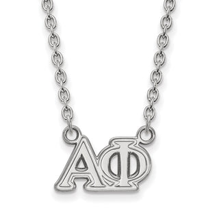 Sterling Silver Rhodium-plated LogoArt Alpha Phi Sorority Greek Letters Medium Pendant 18 inch Necklace