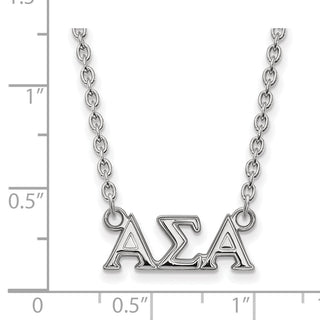 Sterling Silver Rhodium-plated LogoArt Alpha Sigma Alpha Sorority Greek Letters Medium Pendant 18 inch Necklace