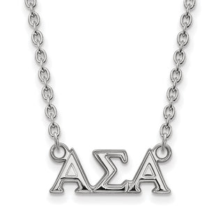 Sterling Silver Rhodium-plated LogoArt Alpha Sigma Alpha Sorority Greek Letters Medium Pendant 18 inch Necklace