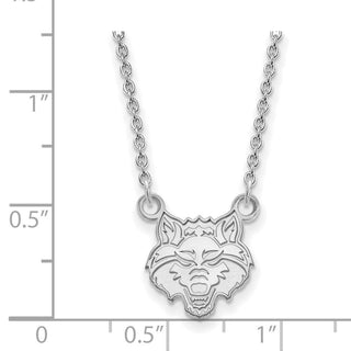 14k White Gold LogoArt Arkansas State University Wolf Small Pendant 18 inch Necklace