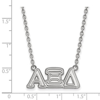 Sterling Silver Rhodium-plated LogoArt Alpha Xi Delta Sorority Greek Letters Medium Pendant 18 inch Necklace