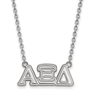 Sterling Silver Rhodium-plated LogoArt Alpha Xi Delta Sorority Greek Letters Medium Pendant 18 inch Necklace