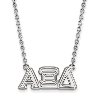 Sterling Silver Rhodium-plated LogoArt Alpha Xi Delta Sorority Greek Letters Medium Pendant 18 inch Necklace