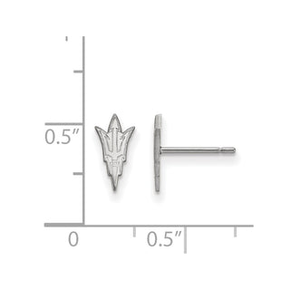 Sterling Silver Rhodium-plated LogoArt Arizona State University Pitchfork Extra Small Post Earrings