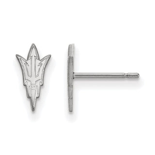 Sterling Silver Rhodium-plated LogoArt Arizona State University Pitchfork Extra Small Post Earrings