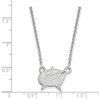 14k White Gold NHL LogoArt Columbus Blue Jackets Small Pendant 18 inch Necklace