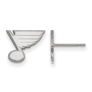 Sterling Silver Rhodium-plated NHL LogoArt St. Louis Blues Extra Small Post Earrings