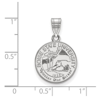 Sterling Silver Rhodium-plated LogoArt Boise State University Medium Crest Pendant