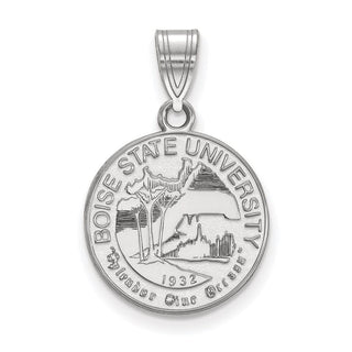 Sterling Silver Rhodium-plated LogoArt Boise State University Medium Crest Pendant
