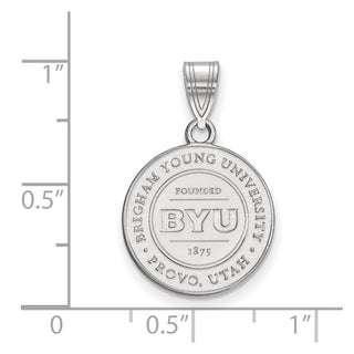 Sterling Silver Rhodium-plated LogoArt Brigham Young University Medium Crest Pendant