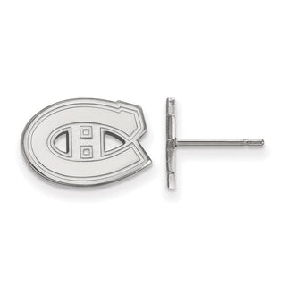 14k White Gold NHL LogoArt Montreal Canadiens Extra Small Post Earrings