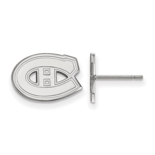 10k White Gold NHL LogoArt Montreal Canadiens Extra Small Post Earrings