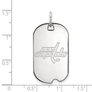 Sterling Silver Rhodium-plated NHL LogoArt Washington Capitals Small Dog Tag Pendant