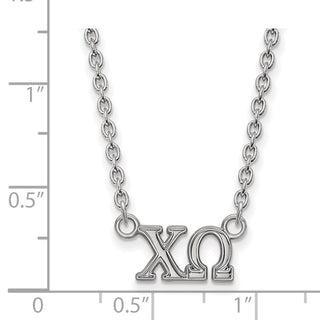 Sterling Silver Rhodium-plated LogoArt Chi Omega Sorority Greek Letters Medium Pendant 18 inch Necklace