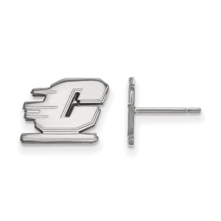 Sterling Silver Rhodium-plated LogoArt Central Michigan University Letter C Extra Small Post Earrings
