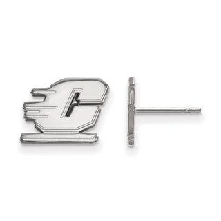 Sterling Silver Rhodium-plated LogoArt Central Michigan University Letter C Extra Small Post Earrings