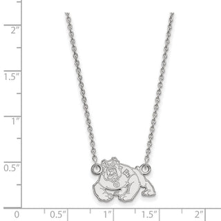 14k White Gold LogoArt California State University Fresno Bulldog Small Pendant 18 inch Necklace