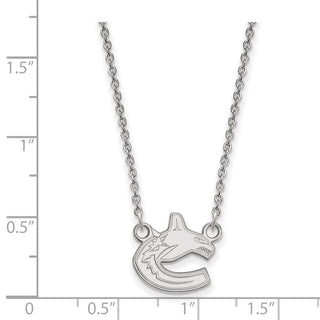 10k White Gold NHL LogoArt Vancouver Canucks Small Pendant 18 inch Necklace