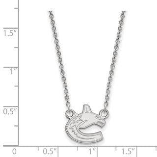 Sterling Silver Rhodium-plated NHL LogoArt Vancouver Canucks Small Pendant 18 inch Necklace