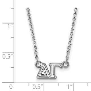 Sterling Silver Rhodium-plated LogoArt Delta Gamma Sorority Greek Letters Medium Pendant 18 inch Necklace