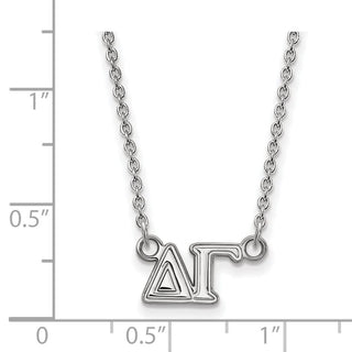 Sterling Silver Rhodium-plated LogoArt Delta Gamma Sorority Greek Letters Medium Pendant 18 inch Necklace