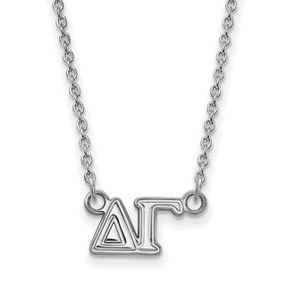 Sterling Silver Rhodium-plated LogoArt Delta Gamma Sorority Greek Letters Medium Pendant 18 inch Necklace