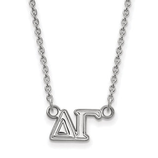 Sterling Silver Rhodium-plated LogoArt Delta Gamma Sorority Greek Letters Medium Pendant 18 inch Necklace