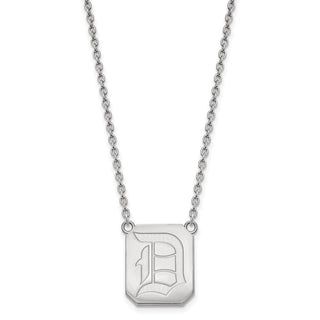 10k White Gold LogoArt Duquesne University Letter D Large Pendant 18 inch Necklace