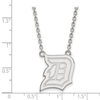 10k White Gold LogoArt Duquesne University Letter D Large Pendant 18 inch Necklace