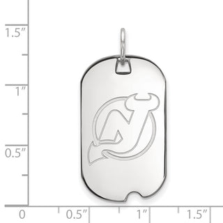 Sterling Silver Rhodium-plated NHL LogoArt New Jersey Devils Small Dog Tag Pendant