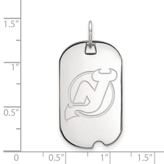 Sterling Silver Rhodium-plated NHL LogoArt New Jersey Devils Small Dog Tag Pendant