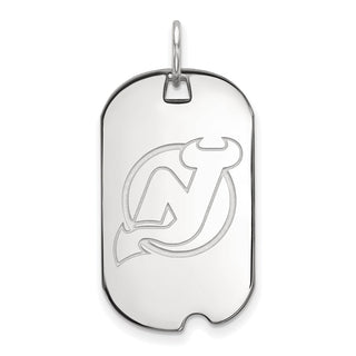 Sterling Silver Rhodium-plated NHL LogoArt New Jersey Devils Small Dog Tag Pendant