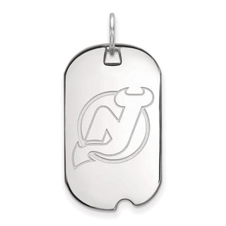 Sterling Silver Rhodium-plated NHL LogoArt New Jersey Devils Small Dog Tag Pendant