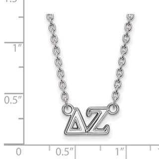 Sterling Silver Rhodium-plated LogoArt Delta Zeta Sorority Greek Letters Medium Pendant 18 inch Necklace