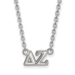 Sterling Silver Rhodium-plated LogoArt Delta Zeta Sorority Greek Letters Medium Pendant 18 inch Necklace