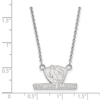 Sterling Silver Rhodium-plated LogoArt Eastern Illinois University Small Pendant 18 inch Necklace