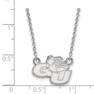 Sterling Silver Rhodium-plated LogoArt Gonzaga University G-U Bulldog Small Pendant 18 inch Necklace
