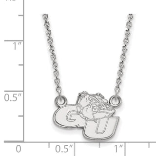 10k White Gold LogoArt Gonzaga University G-U Bulldog Small Pendant 18 inch Necklace