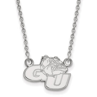 10k White Gold LogoArt Gonzaga University G-U Bulldog Small Pendant 18 inch Necklace