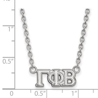 Sterling Silver Rhodium-plated LogoArt Gamma Phi Beta Sorority Greek Letters Small Pendant 18 inch Necklace